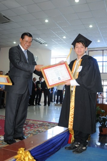 With My  Prime Minister H.E. Samdech Hun Sen. Graduated with honor